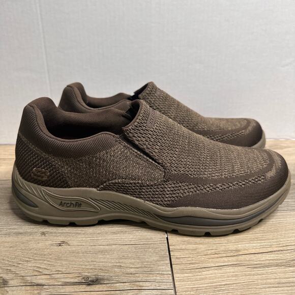 Skechers Mens Arch Fit Motley Slip on Shoes Sneakers Brown Walking Comfort 10.5 - Picture 1 of 7